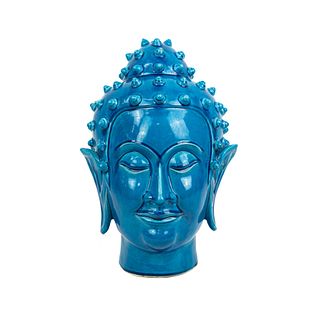 Bitossi Style Turquoise Glaze Buddha Head