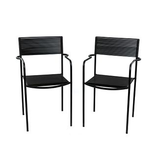 (2) Pair of Alias Italy Black Steel Spaghetti Chairs