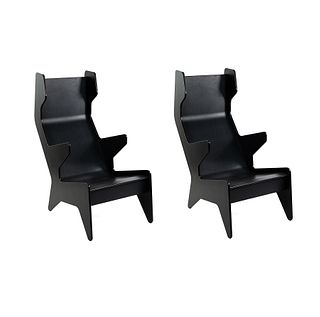 (2) Pair of Ralph Rapson for Loll Black Cave Chairs