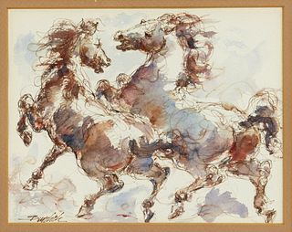 Charles Burdick Signed Horse Watercolor 
