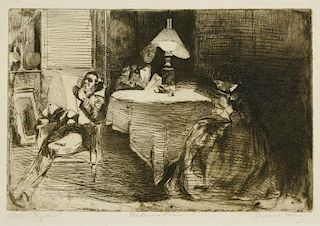 James M. Whistler Etching, The Music Room