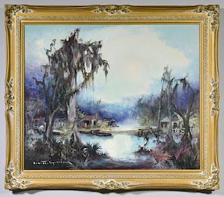 Colette Heldner Swamp Scene Oil on Canvas