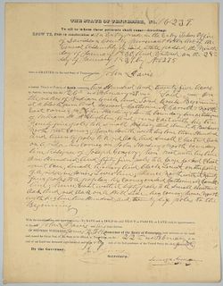 Gov. James K. Polk Signed Land Grant, Feb. 1840