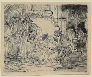 Rembrandt Etching "Adoration of the Shepherds"