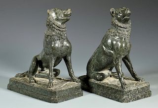 Pr. 19th cent. Variegated Marble Dogs
