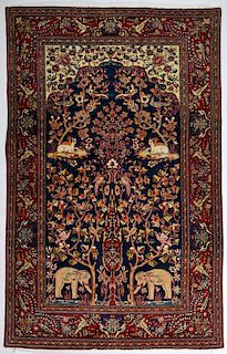 Vintage Persian Kashan Meditation Rug, 4'6" x 7'1"