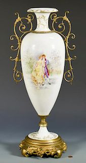 Large French Porcelain Urn w/Ormolu Mounts