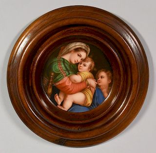 Firenze Porcelain Plaque of Madonna Della Sedia
