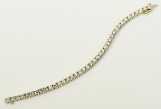 14K Diamond Line Bracelet, 39 diamonds