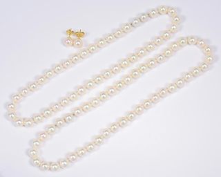 9.5 x 10mm Pearl Necklace and Earrings