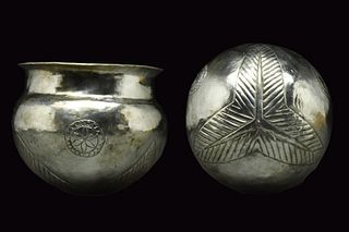 RARE GREEK SILVER VESSEL WITH DECORATION