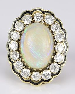 14K Opal Diamond Dinner Ring