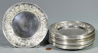 14 Kirk Stieff Repousse Sterling Bread Plates