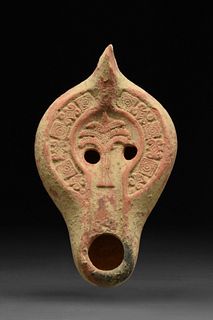 ROMAN TERRACOTTA OIL LAMP WITH PALM