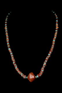 ROMAN CARNELIAN AND TURQUOISE BEADS NECKLACE