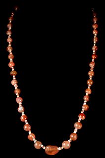 ROMAN CARNELIAN AND STONE BEADS NECKLACE