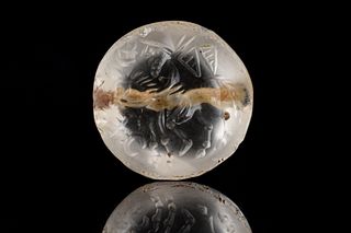 SASANIAN ROCK CRYSTAL SEAL WITH EQUESTRIAN AND PAHLAVI SCRIPT