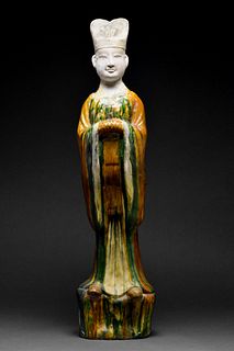 CHINESE TANG DYNASTY SANCAI GLAZED COURT FIGURE - TL TESTED