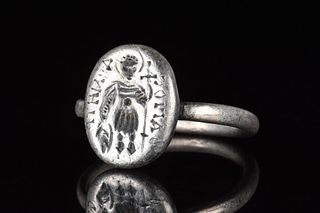 BYNZANTINE SILVER RING WITH ST. THEODORE