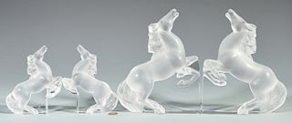 2 Prs. Lalique Horse Glass Bookends