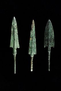 ANCIENT BRONZE SPEAR WITH STAND