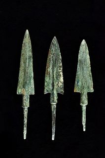 ANCIENT BRONZE SPEAR WITH STAND