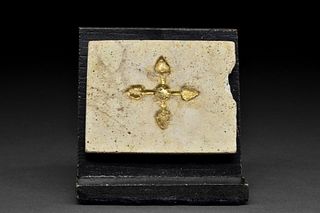 BYZANTINE STONE TILE WITH GOLD GILDED HOLY CROSS