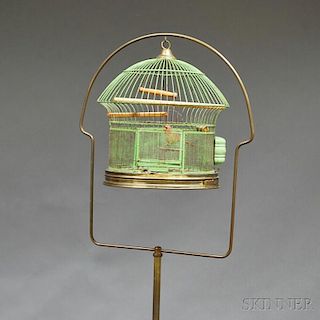 "Herdryx" Green-painted Birdcage on Stand
