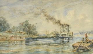 Robert Hopkin Landscape with Riverboat
