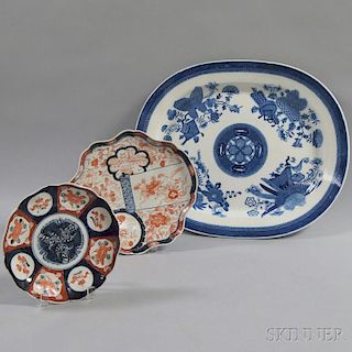 Two Pieces of Imari Porcelain and a Fitzhugh Platter