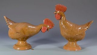 2 Reggie Meaders Southern Folk Pottery Roosters