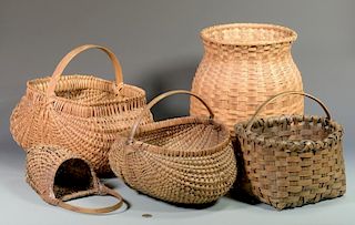 5 Appalachian Split Oak Baskets