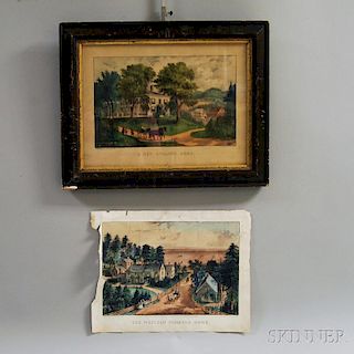 Two Currier & Ives Hand-colored Engravings