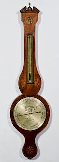 19th Cent. English Banjo Barometer w/ Inlay