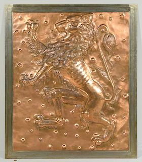 Copper Lion Bas Relief Plaque
