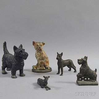 Five Mostly Cast Iron Dog Doorstops