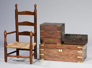 19th c. Travel Boxes with Child's Chair
