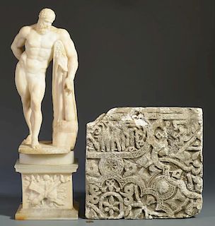 Hercules Figure & 2 Architectural Fragments