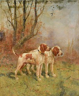 English Pointers Oil on Canvas