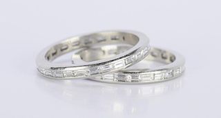 Pair Diamond Platinum Eternity Rings