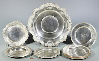 13 assorted Sterling Plates and Trays