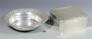Wallace Sterling Pierced Bowl & Engraved Box