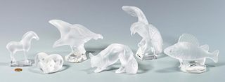 5 Lalique Glass Animal Figures plus Heart