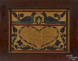 Sue Weller, two contemporary watercolor fraktur with a Bible verse, signed and dated 1981