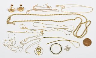 Group of Gold Jewelry, 11 items