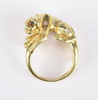 18K Panther Ring with diamonds