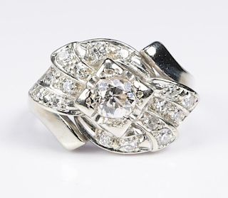 14K Vintage Diamond Ribbon Ring
