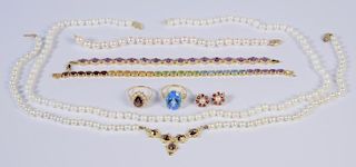14K Semi-precious plus Pearl Jewelry, 8 items