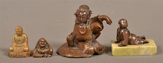 Four Vintage Bronze or Brass Small Oriental figures.