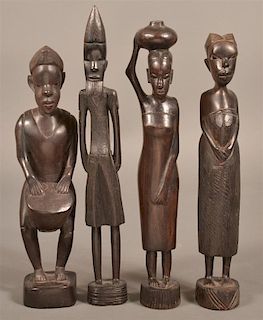 4 Vintage African Carved Ebony Wood Figures.